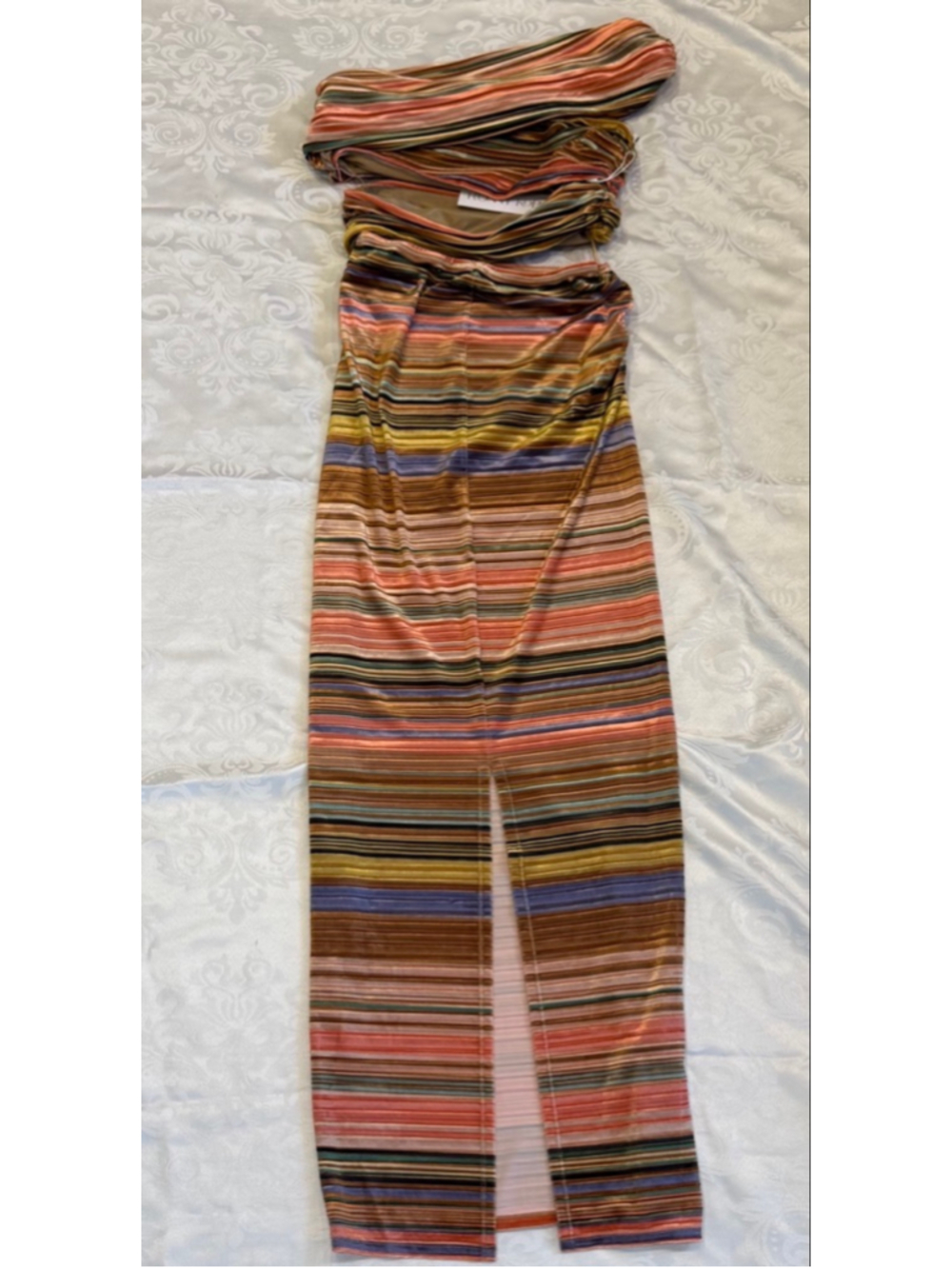 Ronnie Kobo Corzo Rainbow Stripe Velvet Cutout Maxi Dress Medium M NWT - Picture 5 of 7